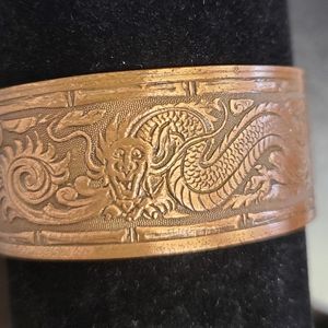 Copper hand carved Cuff Bracelet